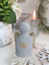 Load image into Gallery viewer, Miniature Stone Angel Figure With Gold Heart
