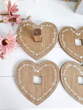 Load image into Gallery viewer, Family Wooden Heart Coasters With Stand
