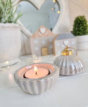 Load image into Gallery viewer, Taupe Ceramic Bauble Inspired Candle Holder
