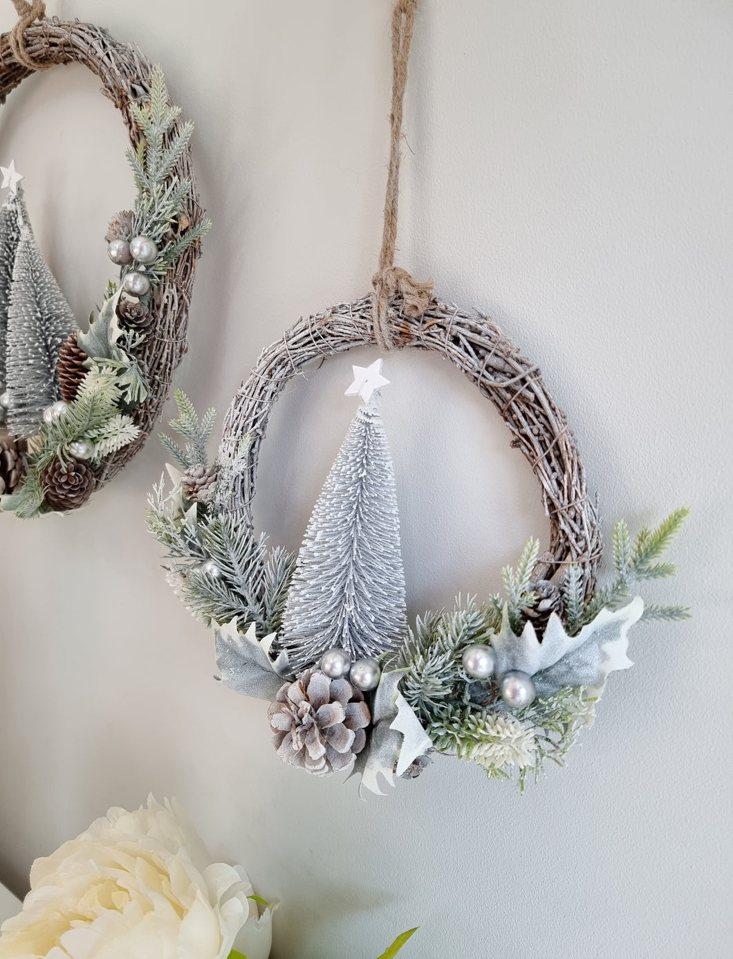 Frosted Christmas Tree Twig Wreath