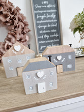 Load image into Gallery viewer, Grey Wooden Heart Houses - Set 3
