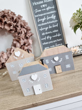 Load image into Gallery viewer, Grey Wooden Heart Houses - Set 3
