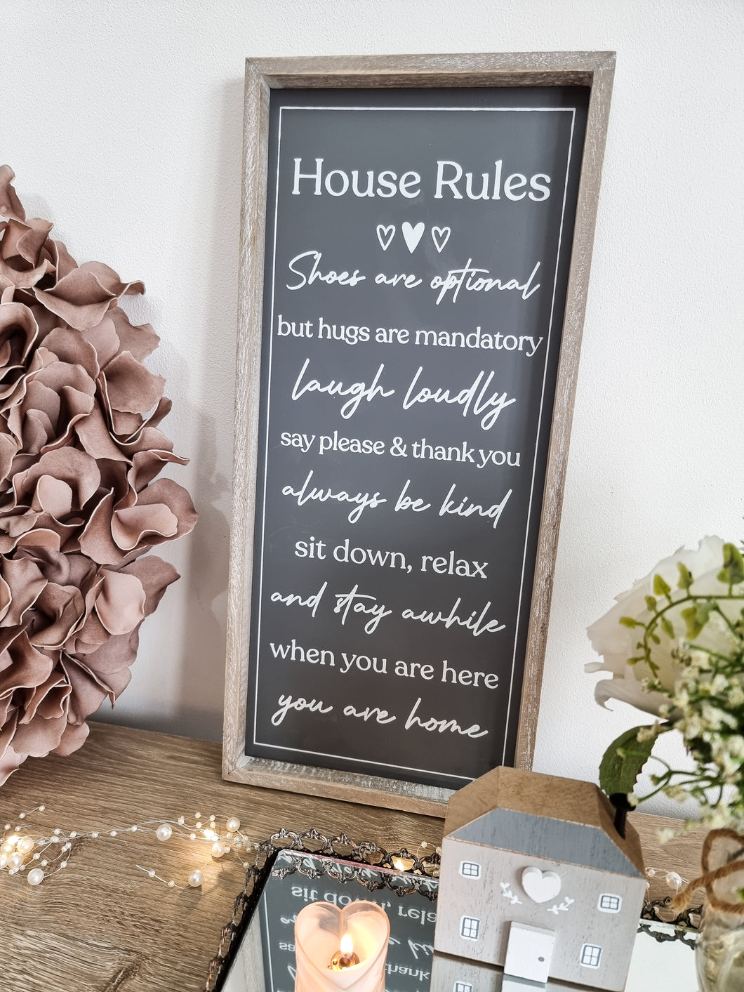 Happy House Rules Framed Wall Plaque