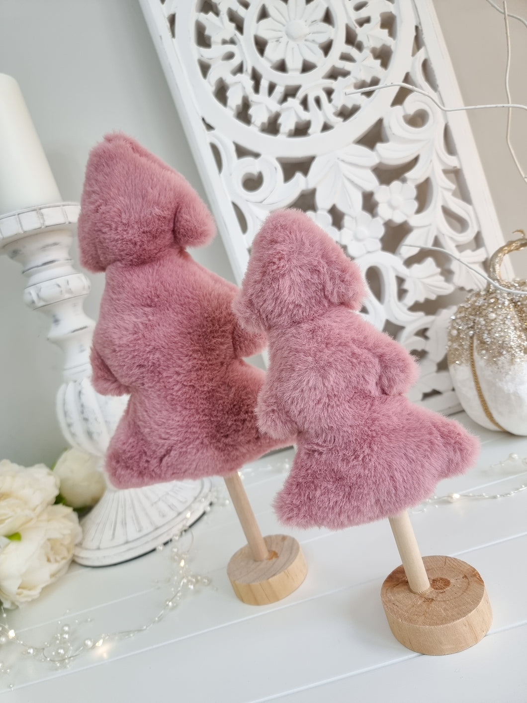 Deep Pink Fluffy Tree Figure