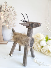 Load image into Gallery viewer, Rustic Alpine Wooden Fluffy Deer
