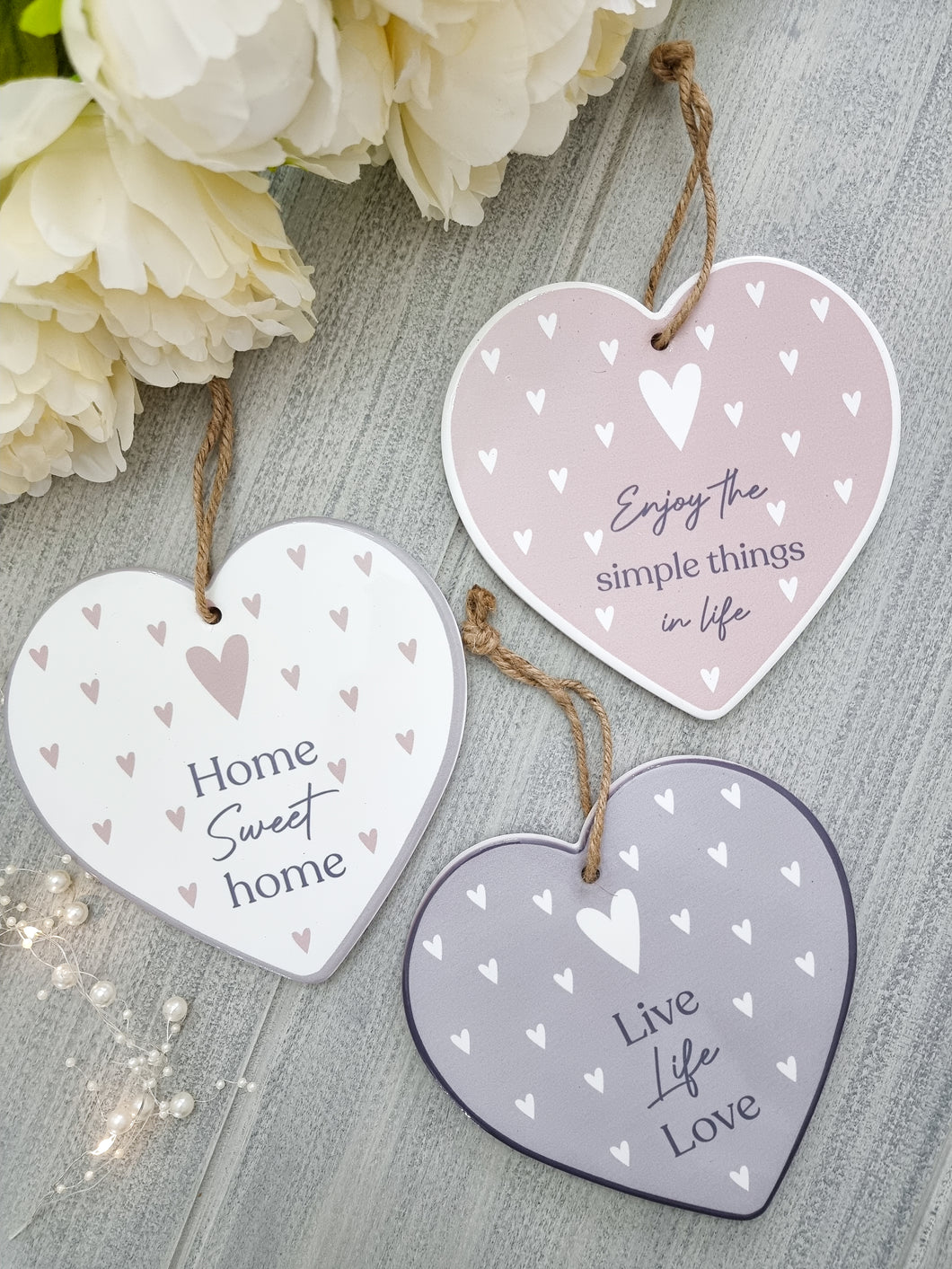 Shabby Chic Ceramic Hanging Heart - 3 Styles