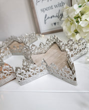 Load image into Gallery viewer, Silver Metal Star Tray With Wooden Base
