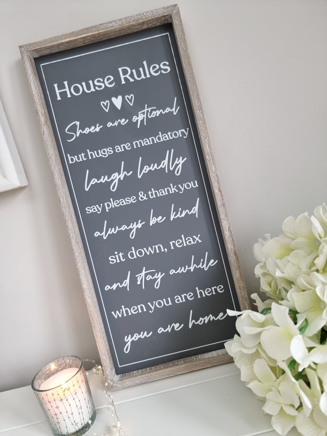 Happy House Rules Framed Wall Plaque