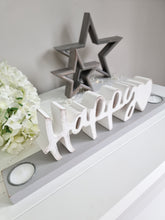 Load image into Gallery viewer, Grey &amp; White Happy Heart Candle Holder
