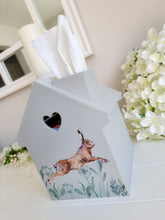 Load image into Gallery viewer, Leaping Hare Grey Heart Tissue Box
