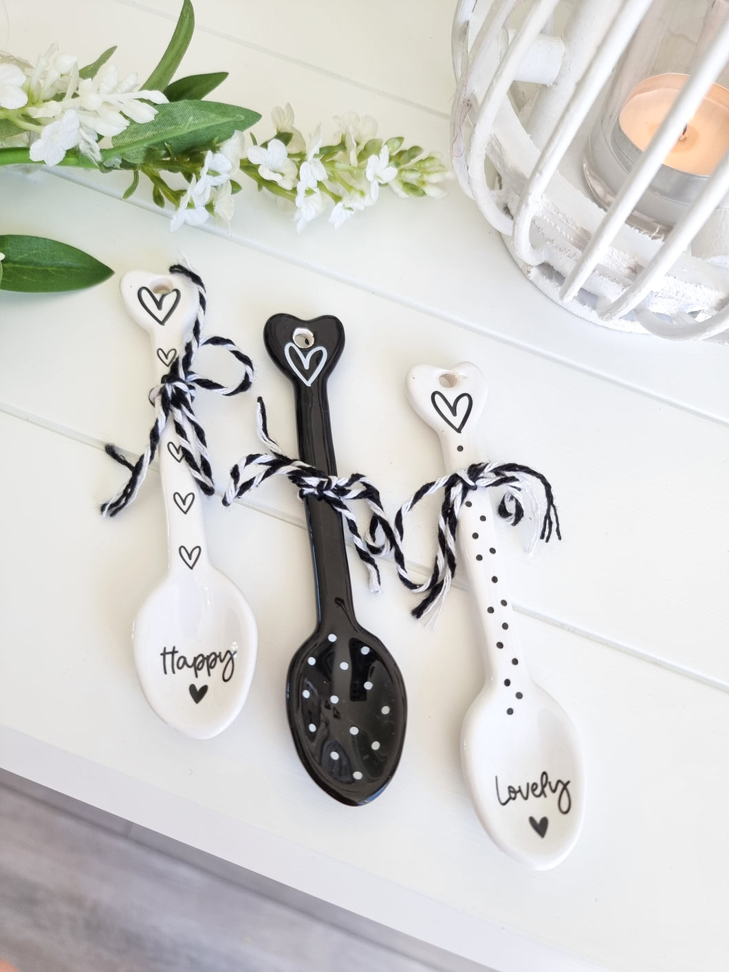 Black & White Ceramic Heart Spoon