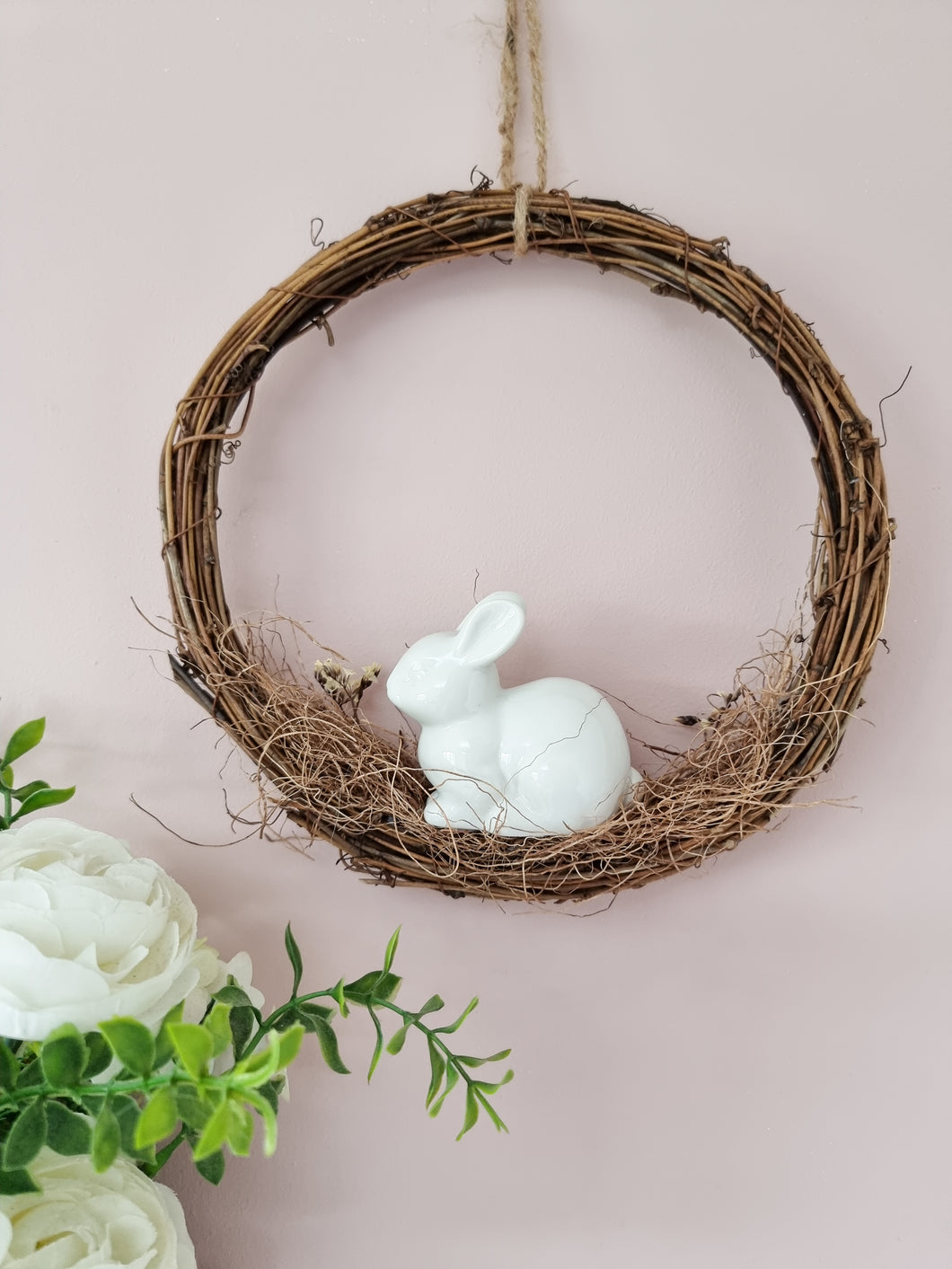 Rustic Nesting Bunny Wreath