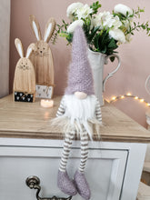 Load image into Gallery viewer, Dusky Mauve Stripey Legged Sitting Gonk
