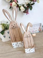 Load image into Gallery viewer, Heart/Polka Dot Wooden Bunny In Black Or White
