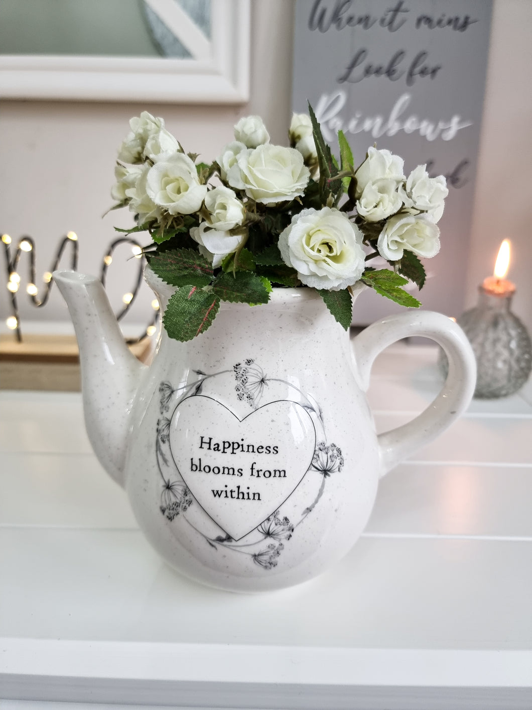 Happiness Blossoms Teapot Shaped Vase
