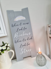 Load image into Gallery viewer, Grey Panel Rainbows &amp; Stars Wall Plaque
