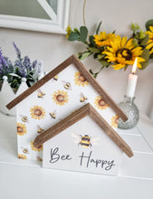 Load image into Gallery viewer, Bee Happy House Shaped Plaque
