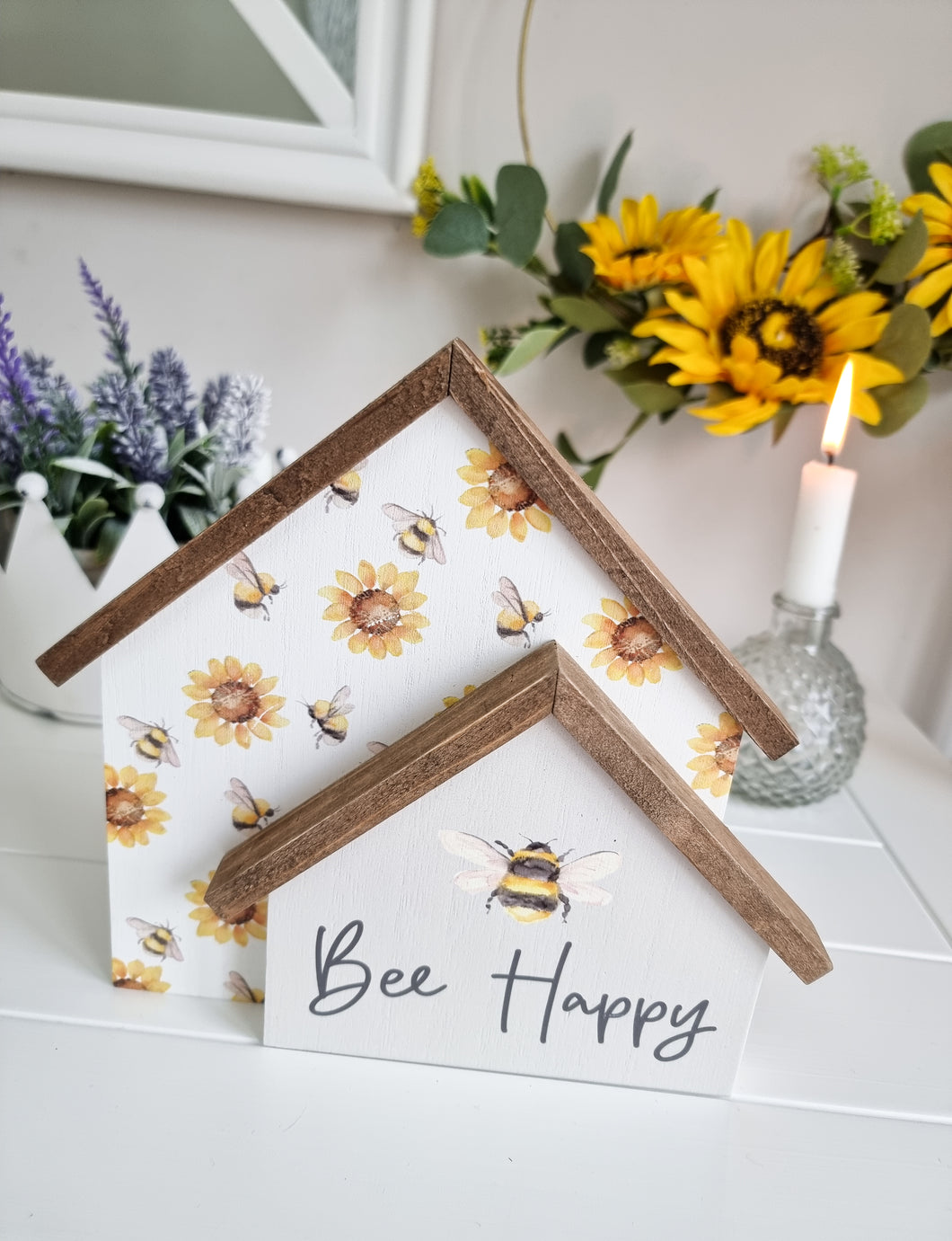 Bee Happy House Shaped Plaque