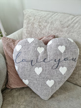 Load image into Gallery viewer, Grey &amp; White Heart Shaped Love You Cushion
