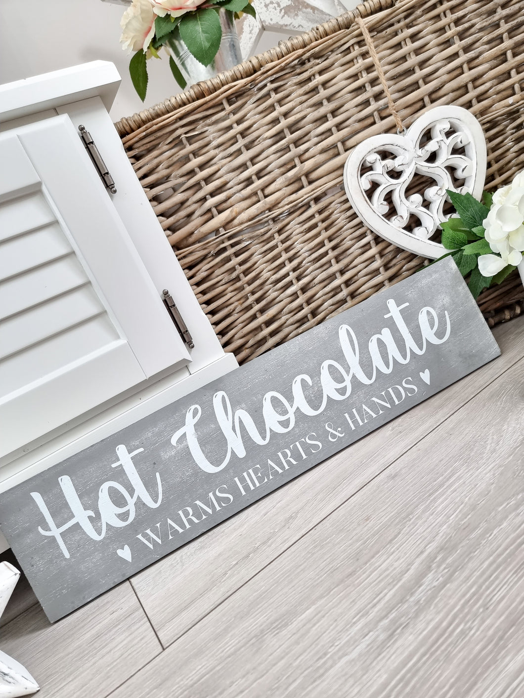 Rustic Hot Chocolate Long Wooden Plaque