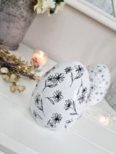 Load image into Gallery viewer, White &amp; Black Floral Egg Decoration

