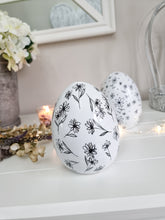 Load image into Gallery viewer, White &amp; Black Floral Egg Decoration
