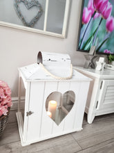 Load image into Gallery viewer, Rustic White T&amp;G Wooden Heart Lantern ** IMPERFECT
