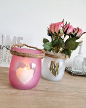 Load image into Gallery viewer, Pink OR White Glass Heart Candle Jars
