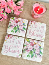 Load image into Gallery viewer, Pink Floral Live Life In Full Bloom Coasters
