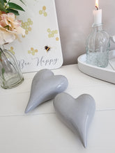 Load image into Gallery viewer, Dove Grey Ceramic Flat Lay Heart Decoration
