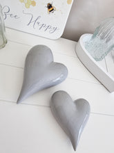 Load image into Gallery viewer, Dove Grey Ceramic Flat Lay Heart Decoration
