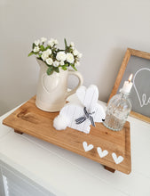 Load image into Gallery viewer, Rustic Wooden Triple White Heart Tray On Legs
