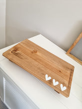 Load image into Gallery viewer, Rustic Wooden Triple White Heart Tray On Legs
