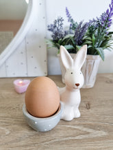 Load image into Gallery viewer, Grey Polka Dot Bunny Egg Holder
