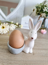 Load image into Gallery viewer, Grey Polka Dot Bunny Egg Holder
