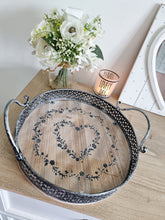 Load image into Gallery viewer, Intricate Grey Round Tray With Heart Detail
