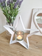 Load image into Gallery viewer, White Metal Star Shaped Candle Holder
