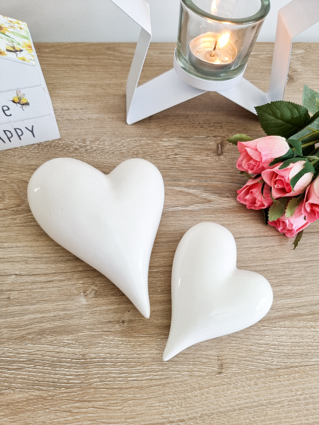 White Ceramic Flat Lay Heart Decoration