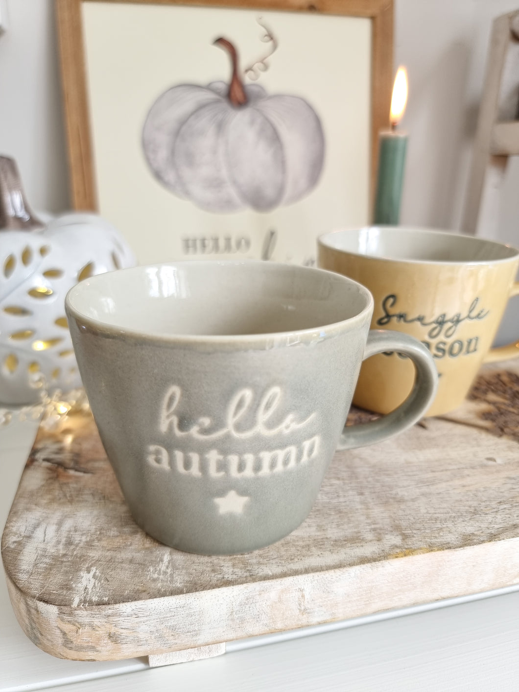 Hello Autumn Grey Star Mug