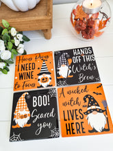 Load image into Gallery viewer, Gnome Halloween Ceramic Coaster Set 4
