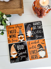 Load image into Gallery viewer, Gnome Halloween Ceramic Coaster Set 4
