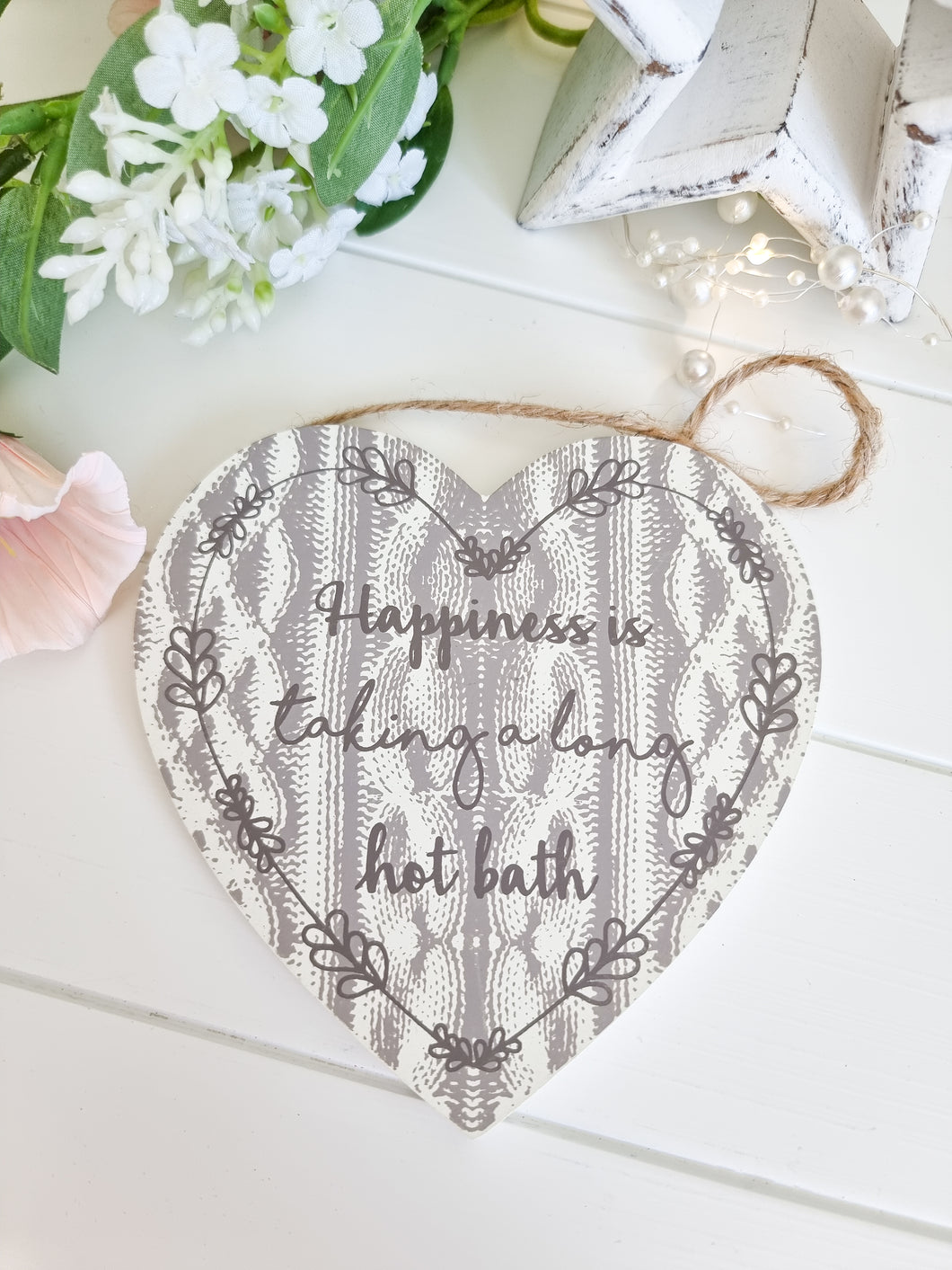 Heart Shaped Mini Taupe Hanging Plaque - Assorted