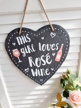 Load image into Gallery viewer, Heart Shaped Slate Rose, White OR Red Wine Sign
