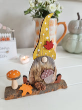 Load image into Gallery viewer, Rustic Autumnal Gonk On Log Decoration
