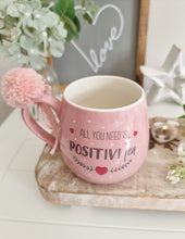 Load image into Gallery viewer, Pretty Pink Positivity Pom Pom Mug
