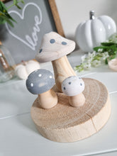 Load image into Gallery viewer, Grey &amp; White Polka Dot Wooden Mushroom
