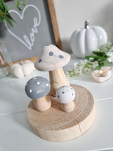 Load image into Gallery viewer, Grey &amp; White Polka Dot Wooden Mushroom
