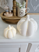 Load image into Gallery viewer, White Ceramic Light Up Pumpkin
