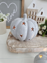 Load image into Gallery viewer, Grey Ceramic Cut Out Star Pumpkin
