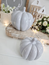 Load image into Gallery viewer, Grey Glossy Ceramic Pumpkin
